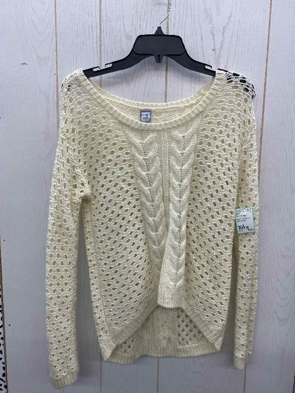 JCP Cream Womens Size M Sweater Silk Blend Satin Velvet