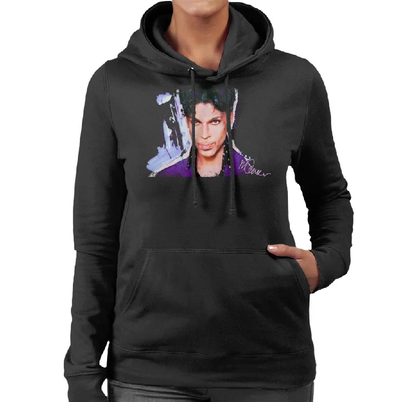 Sidney Maurer Original Portrait Of Prince Polka Dot Women's Hooded Sweatshirt Hoodie with Batwing Sleeves Loose Dramatic