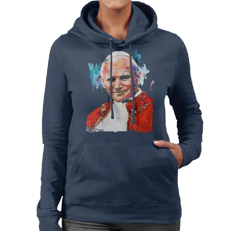 Sidney Maurer Original Portrait Of Pope John Paul II Women's Hooded Sweatshirt Hoodie with Relaxed Fit Easy Casual