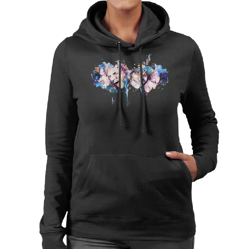 Sidney Maurer Original Portrait Of The Rolling Stones Headshots Women's Hooded Sweatshirt Hoodie with Zipper Versatile Modern