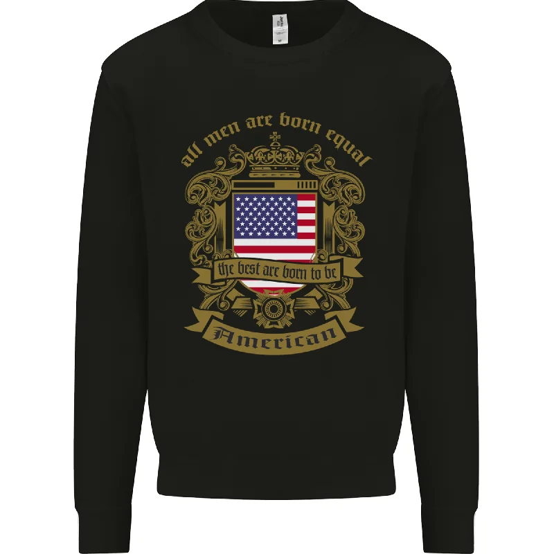 All Men Are Born Equal American America USA Mens Sweatshirt Jumper Hoodie with Fur Luxurious Winter