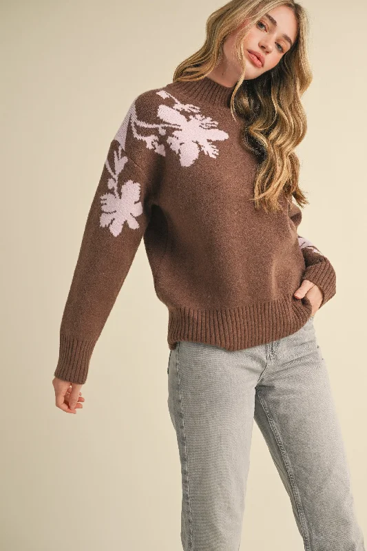 Abstract Floral Sweater Terry Terry Cloth Terry Knit