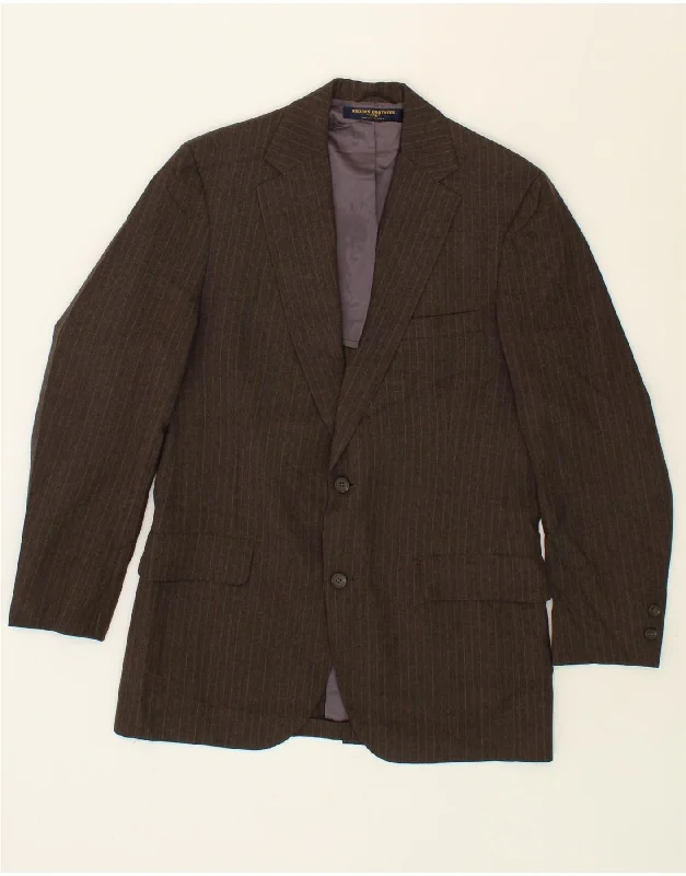 BROOKS BROTHERS Mens 346 2 Button Blazer Jacket IT 46 Small Brown Striped Satin Jacket Silk Jacket Chiffon Jacket