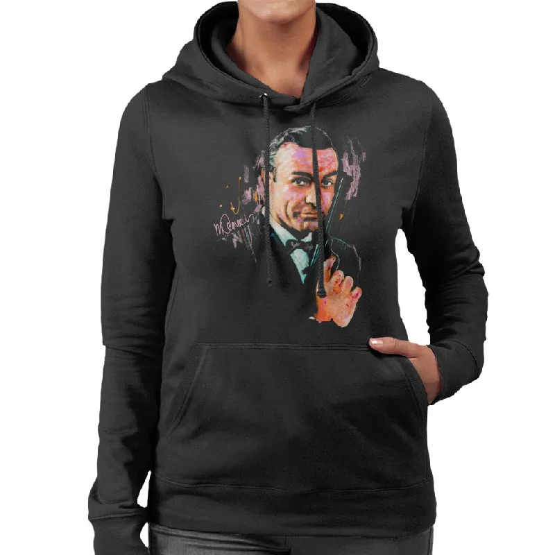 Sidney Maurer Original Portrait Of Sean Connery James Bond Women's Hooded Sweatshirt Hoodie with Crew Neck Simple Timeless