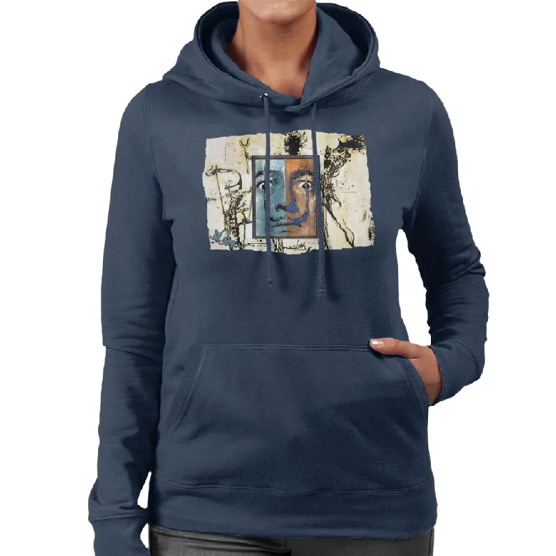 Sidney Maurer Original Portrait Of Surrealist Salvador Dali Women's Hooded Sweatshirt Hoodie with Longline Fit Extended Stylish