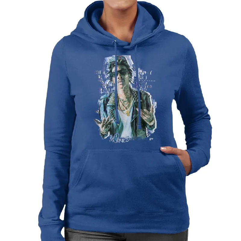 Sidney Maurer Original Portrait Of Rapper Wiz Khalifa Women's Hooded Sweatshirt Hoodie with Hem Applique Textured Unique