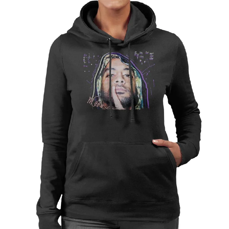 Sidney Maurer Original Portrait Of Rapper Booba Women's Hooded Sweatshirt Hoodie with Hem Fringe Bohemian Relaxed