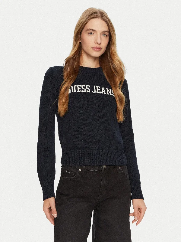 Guess Logo Jumper Silk Blend Satin Velvet