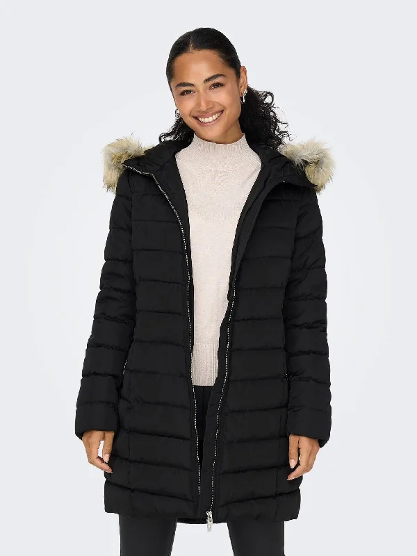 Γυναικείο μπουφάν puffer ONLELLAN QUILT HOOD FUR COAT LIFE 15300255 | 15300255 Trim Padded Insulated Γυναικείο μπουφάν puffer ONLELLAN QUILT HOOD FUR COAT LIFE 15300255 | 15300255 Trim Padded Insulated
