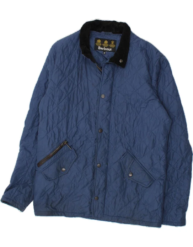 BARBOUR Mens Quilted Jacket UK 34 XS Navy Blue Polyester Denim Jacket Leather Jacket Suede Jacket