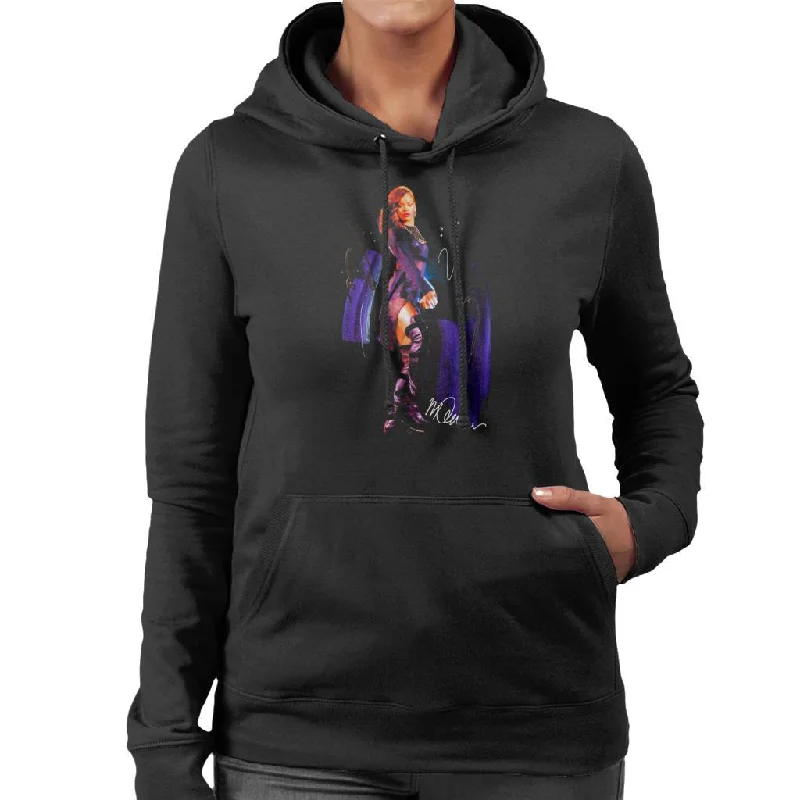 Sidney Maurer Original Portrait Of Rihanna Long Boots Women's Hooded Sweatshirt Hoodie with Strings Custom Fit Adjustable