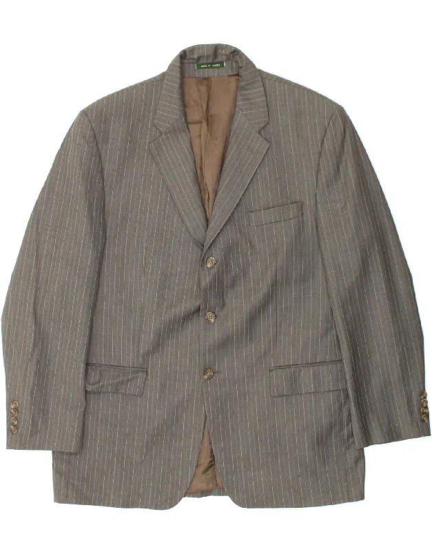 RALPH LAUREN Mens 3 Button Blazer Jacket UK 44 2XL Grey Striped Wool Appliqued Jacket Beaded Jacket Sequined Jacket RALPH LAUREN Mens 3 Button Blazer Jacket UK 44 2XL Grey Striped Wool Appliqued Jacket Beaded Jacket Sequined Jacket