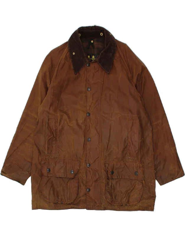 BARBOUR Mens Waxed Cotton Jacket UK 46 3XL Brown Cotton Striped Jacket Polka Dot Jacket Floral Jacket