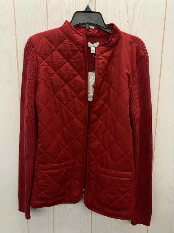 Croft & Barrow Red Womens Size S/P Sweater Faux Fur Fabric Real Fur Fabric Shearling Fabric