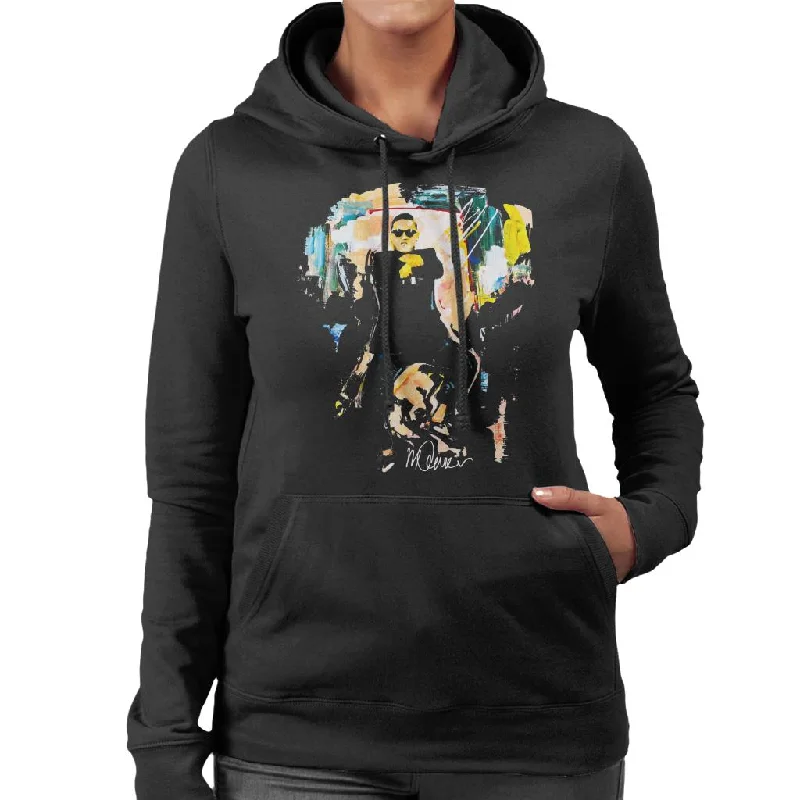 Sidney Maurer Original Portrait Of Psy Gangnam Style Women's Hooded Sweatshirt Hoodie with V-Neck Classic Versatile