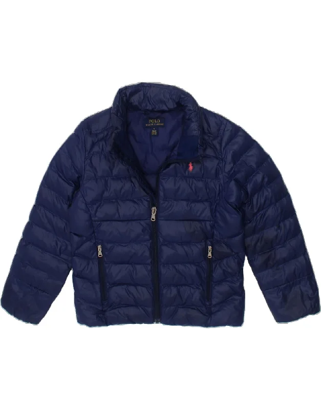 POLO RALPH LAUREN Girls Padded Jacket 5-6 Years Navy Blue Polyester Fleece Jacket Down Jacket Parka