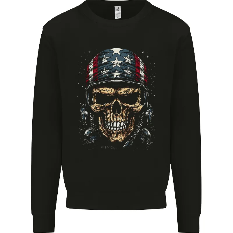 American Bandana Skull USA Biker Mens Sweatshirt Jumper Hoodie with Relaxed Fit Easy Casual