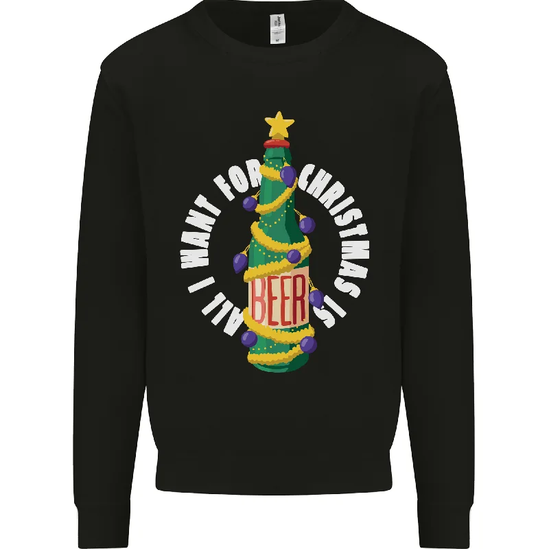 All I Want for Christmas Is Beer Mens Sweatshirt Jumper Hoodie with Front Slit Layering Stylish