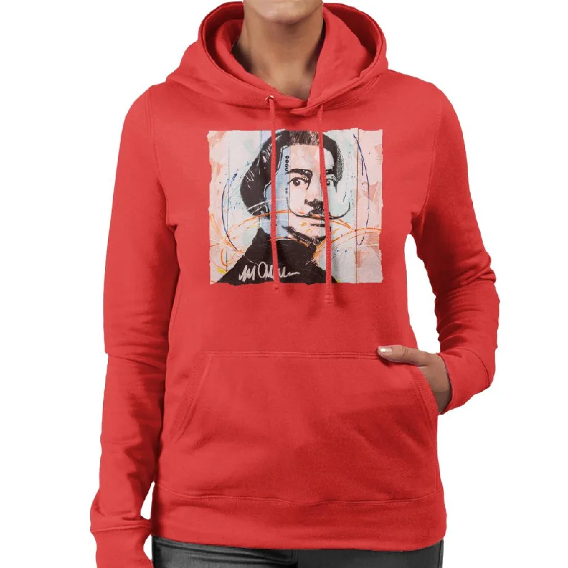 Sidney Maurer Original Portrait Of Spanish Artist Salvador Dali Women's Hooded Sweatshirt Hoodie Dress Longline Feminine