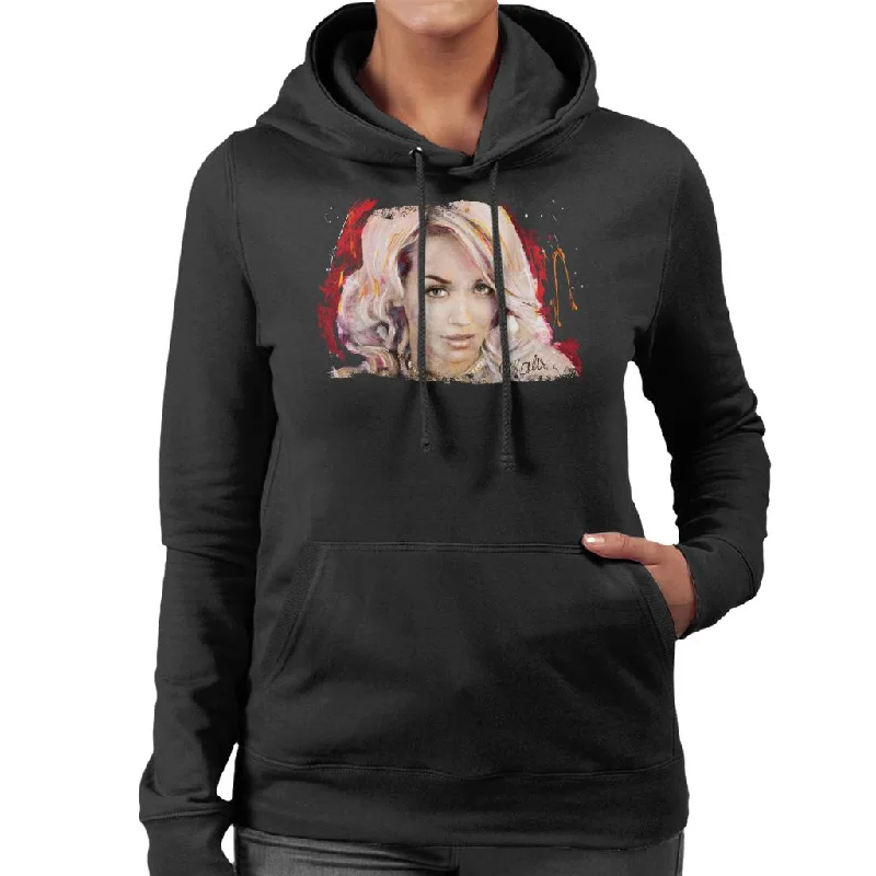 Sidney Maurer Original Portrait Of Rita Ora Pink Hair Women's Hooded Sweatshirt Hoodie with Sequins Glamorous Eye-catching