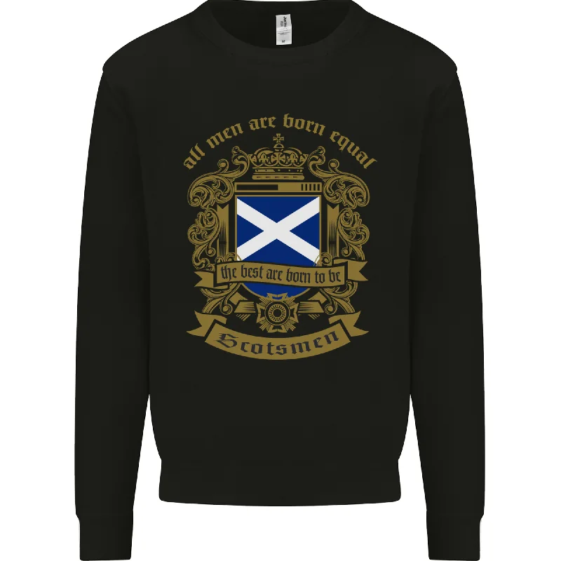 All Men Are Born Equal Scotland Scottish Mens Sweatshirt Jumper Hoodie with Hem Frayed Vintage Worn