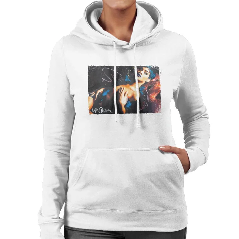 Sidney Maurer Original Portrait Of Rihanna White Women's Hooded Sweatshirt Hoodie with Typography Text Message