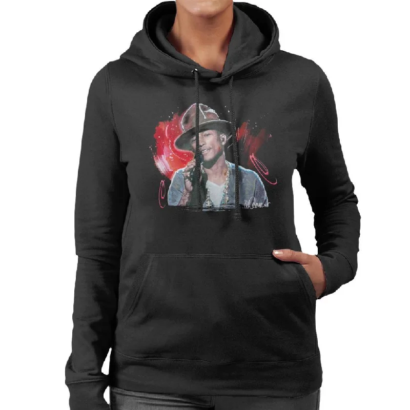 Sidney Maurer Original Portrait Of Pharrel Williams Live Women's Hooded Sweatshirt Hoodie with Gradient Ombre Colorful