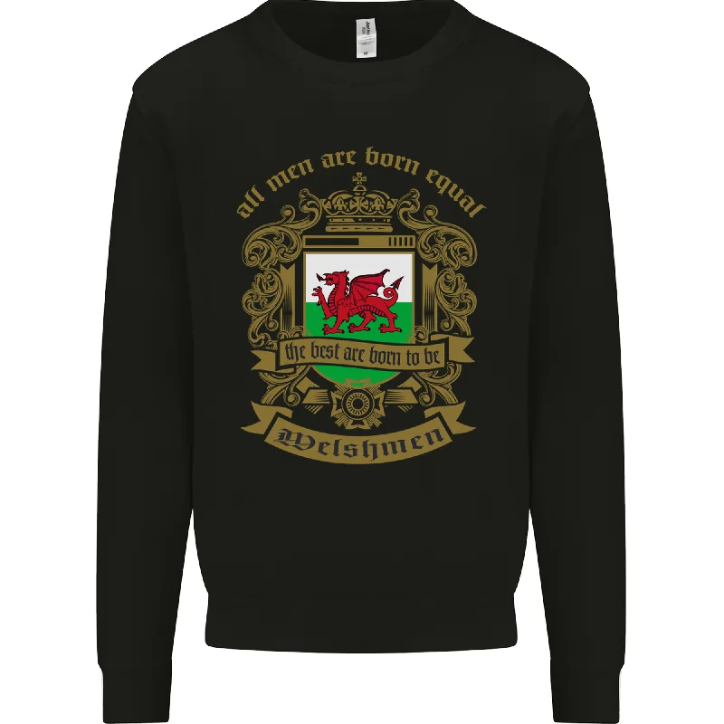 All Men Are Born Equal Welshmen Wales Welsh Mens Sweatshirt Jumper Hoodie with Zipper Versatile Modern