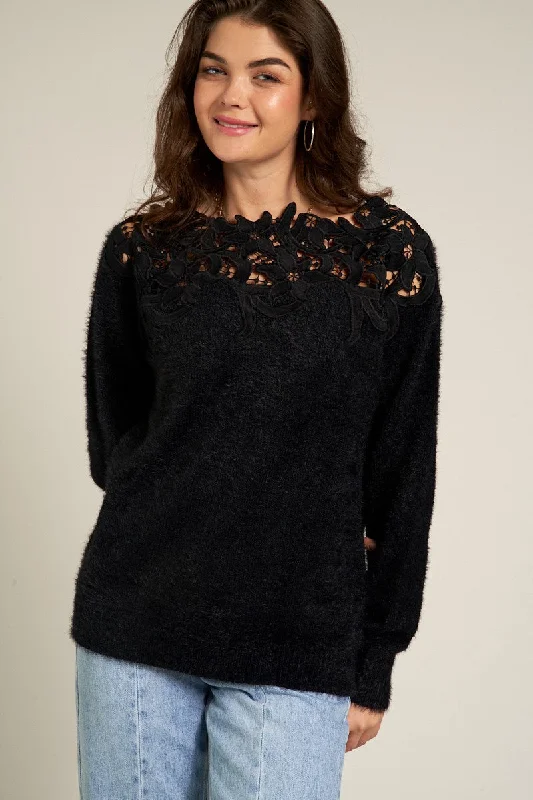 Adele Crochet Lace Sweater Embroidered Appliqued Beaded