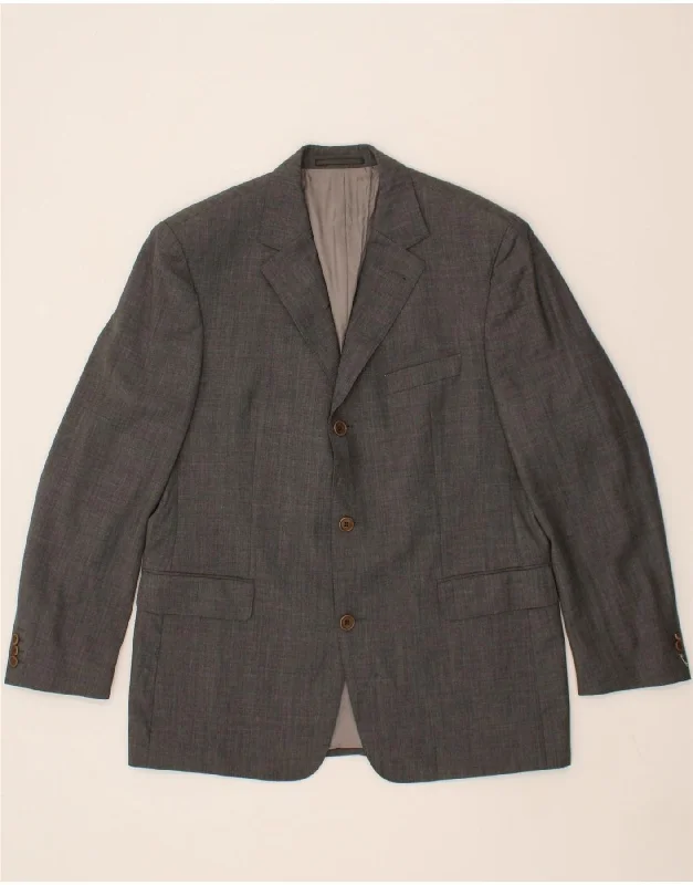 HUGO BOSS Mens Stretch 3 Button Blazer Jacket IT 54 2XL Grey Wool Mesh Jacket Canvas Jacket Denim Jacket HUGO BOSS Mens Stretch 3 Button Blazer Jacket IT 54 2XL Grey Wool Mesh Jacket Canvas Jacket Denim Jacket