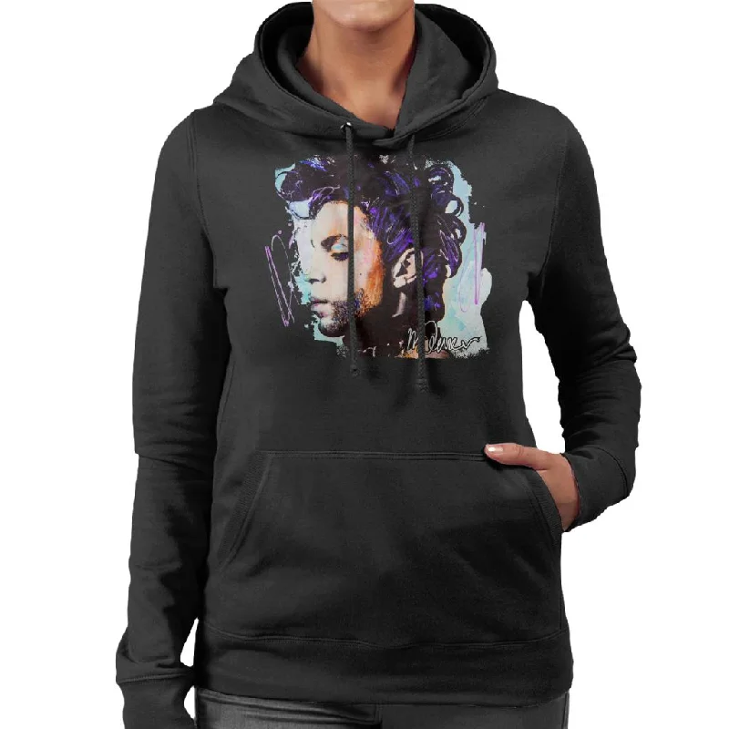 Sidney Maurer Original Portrait Of Prince Side Profile Women's Hooded Sweatshirt Hoodie with Rolled Sleeves Casual Relaxed