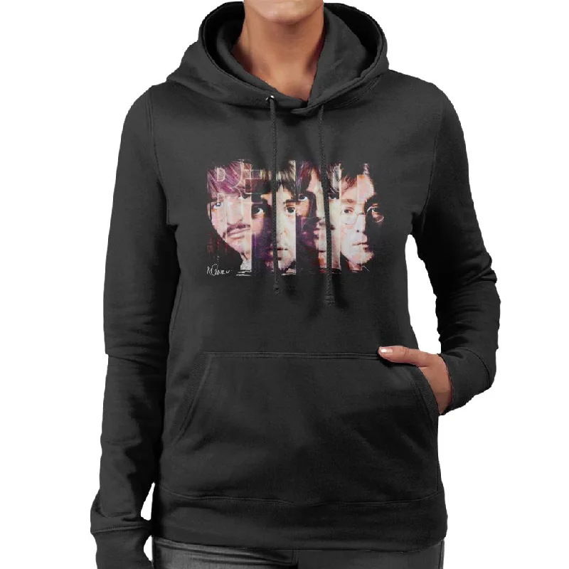 Sidney Maurer Original Portrait Of The Beatles Revolution Women's Hooded Sweatshirt Hoodie with Hem Embroidery Detailed Premium