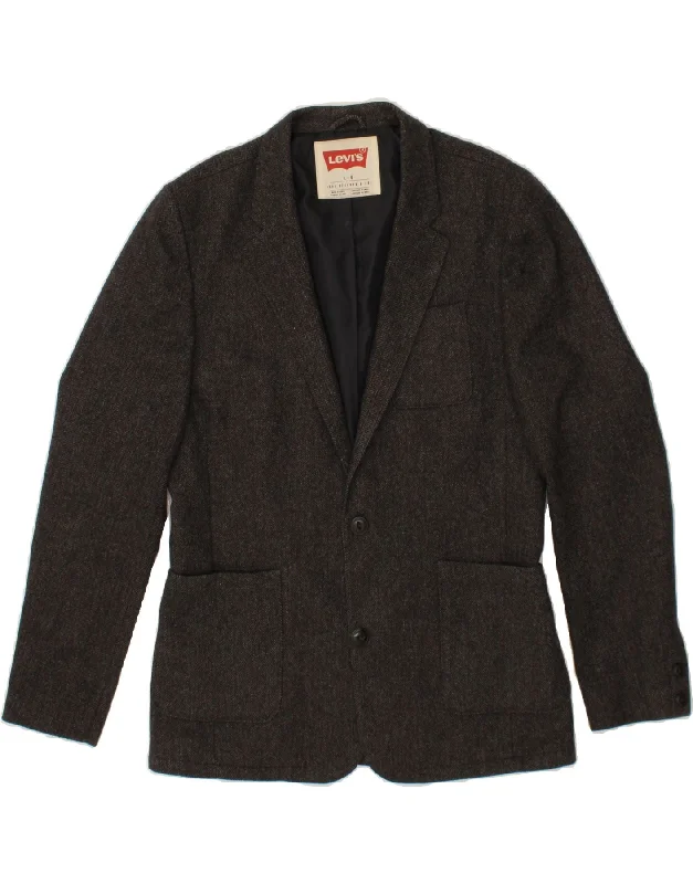 LEVI'S Mens 2 Button Blazer Jacket UK 40 Large Grey Herringbone Wool Striped Jacket Polka Dot Jacket Floral Jacket LEVI'S Mens 2 Button Blazer Jacket UK 40 Large Grey Herringbone Wool Striped Jacket Polka Dot Jacket Floral Jacket