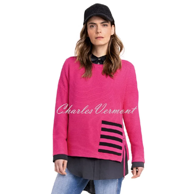 Doris Streich Striped Patch Pocket Sweater - Style 237105-42 Lightweight Heavyweight Midweight