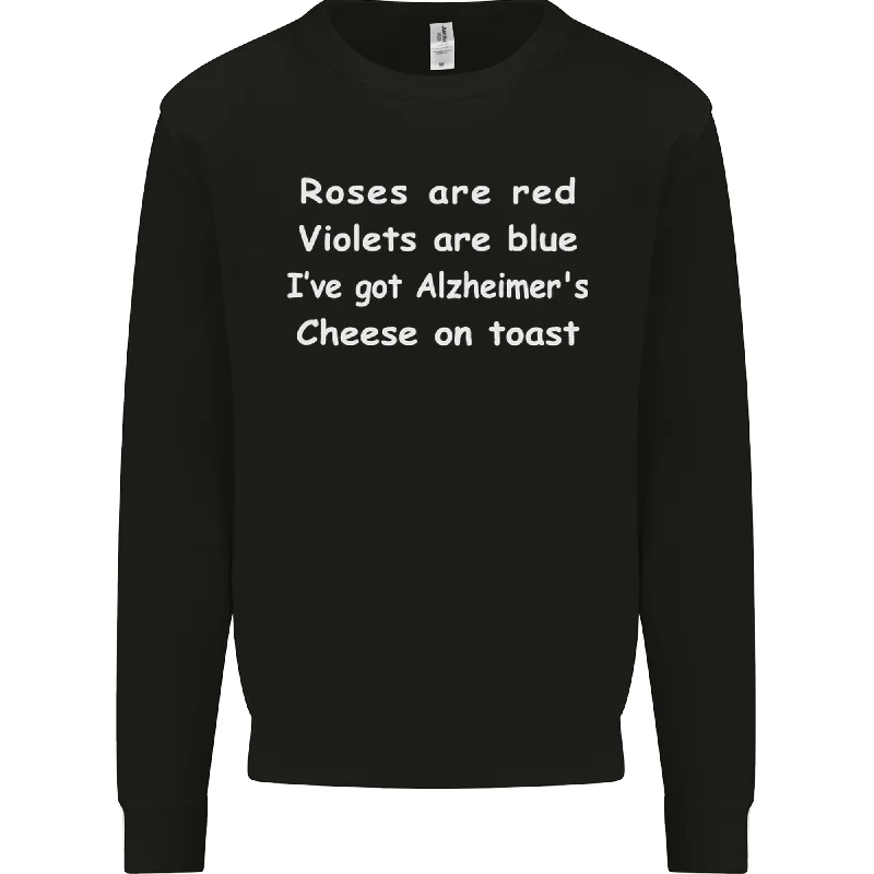 Alzheimers Cheese on Toast Funny Slogan Mens Sweatshirt Jumper Hoodie with Puffed Sleeves Voluminous Trendy