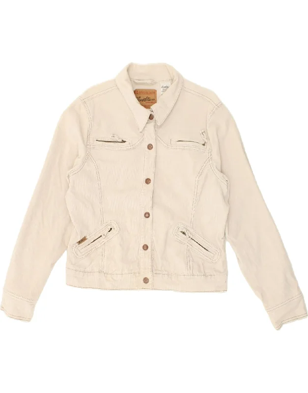 LEVI'S Girls Signature Bomber Corduroy Jacket 12-13 Years Large Off White Zippered Jacket Buttoned Jacket Snapped Jacket