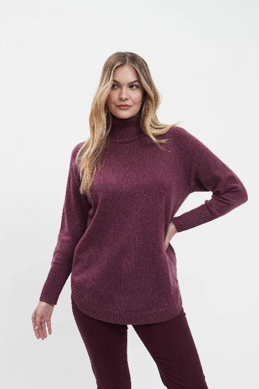 FDJ French Dressing Cowlneck Sweater 1154333-MER Merlot Terry Blend Velvet Blend Canvas Blend