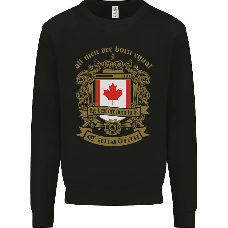 All Men Are Born Equal Canadian Canada Mens Sweatshirt Jumper Hoodie with Puffed Sleeves Voluminous Trendy