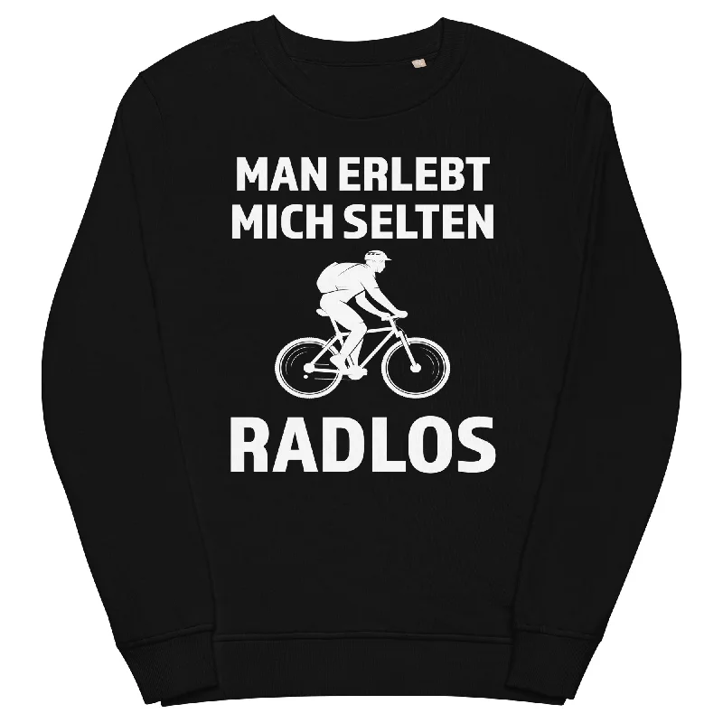 Man erlebt mich selten radlos - Unisex Premium Organic Sweatshirt Hoodie with Hem Raw Edge Edgy Unfinished