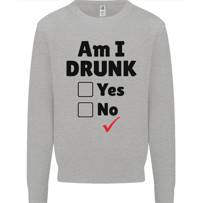 Am I Drunk Funny Beer Alcohol Wine Guiness Mens Sweatshirt Jumper Hoodie with Hem Frayed Vintage Worn