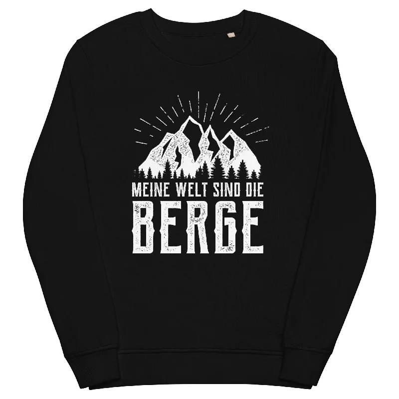 Meine Welt sind die Berge - Unisex Premium Organic Sweatshirt Hoodie with Belted Waist Structured Tailored