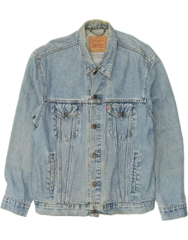 LEVI'S Mens Denim Jacket UK 44 2XL Blue Cotton Denim Fabric Leather Fabric Suede Fabric