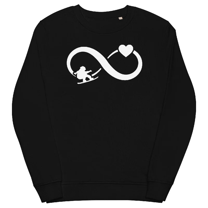 Infinity Heart and Snowboarding - Unisex Premium Organic Sweatshirt Hoodie with Pocket Utility Practical