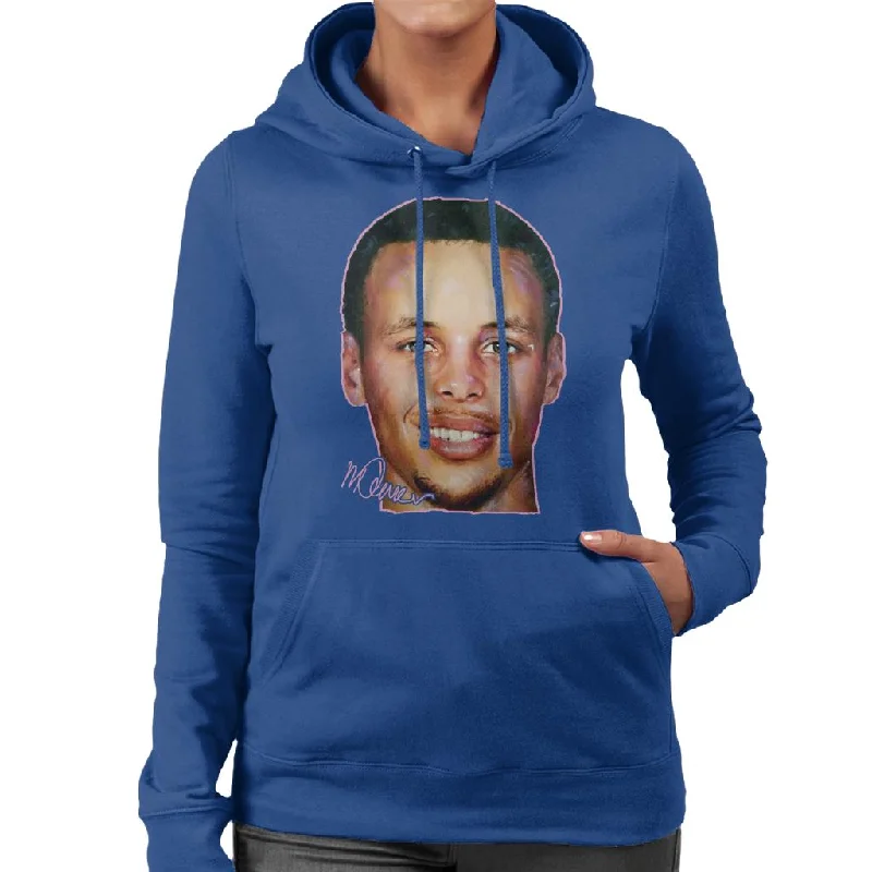 Sidney Maurer Original Portrait Of Stephen Curry Women's Hooded Sweatshirt Hoodie with Embroidery Detailed Premium