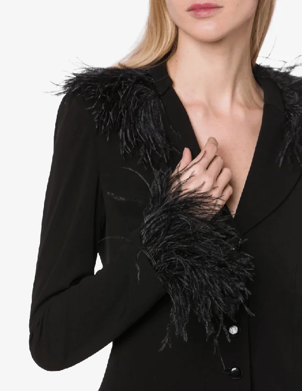 Black jacket with feathers Fitted Jacket Loose Jacket Oversized Jacket