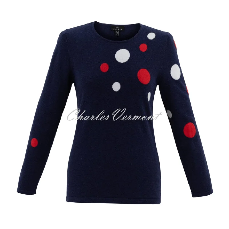 Marble Spot Sweater - Style 7464-103 (Navy / Red / White) Wool Sweater Cotton Sweater Cashmere Sweater Marble Spot Sweater - Style 7464-103 (Navy / Red / White) Wool Sweater Cotton Sweater Cashmere Sweater