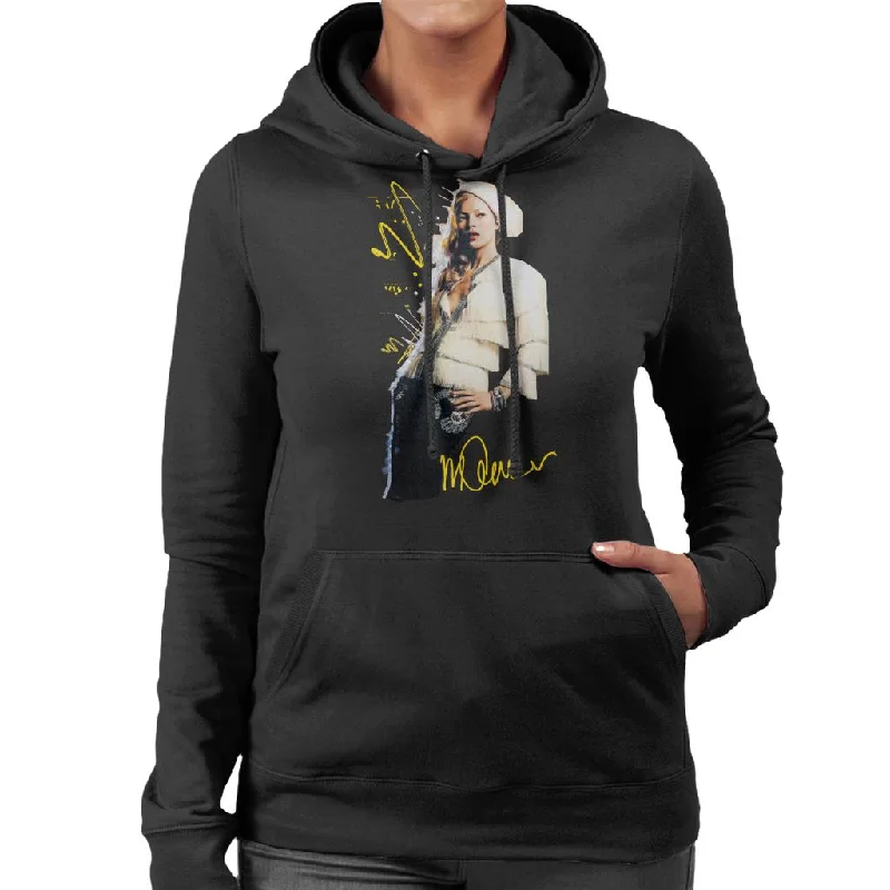 Sidney Maurer Original Portrait Of Supermodel Kate Moss Women's Hooded Sweatshirt Hoodie with Slim Fit Tailored Modern