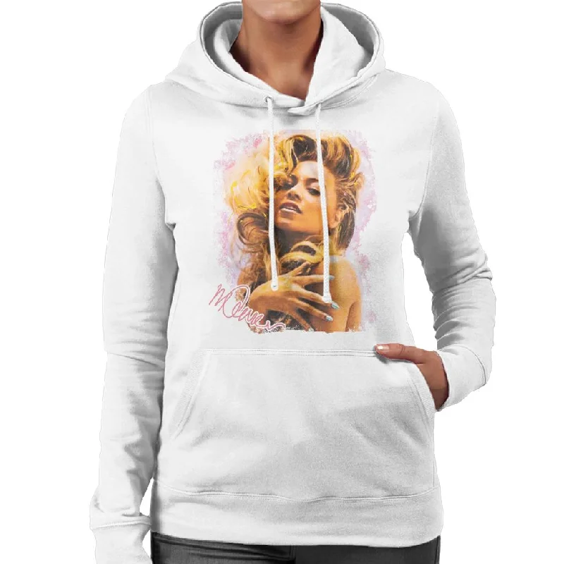 Sidney Maurer Original Portrait Of Singer Beyonce Shiny Nails Women's Hooded Sweatshirt Hoodie with Turtle Neck Cozy Winter