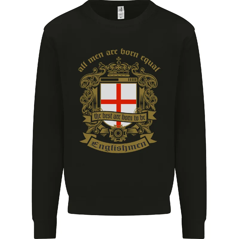 All Men Are Born Equal English England Mens Sweatshirt Jumper Hoodie with Snap Buttons Easy Quick