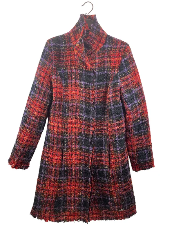 Desigual/Coat/38/Plaid/Wool/RED/RN 129068 Boat Shawl Notched